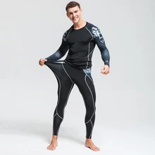 Winter Thermal Underwear Men Long Underwear Thermal Shirt Thermal Pants Men's sportswear Compression Clothing Rashgard Male 4XL