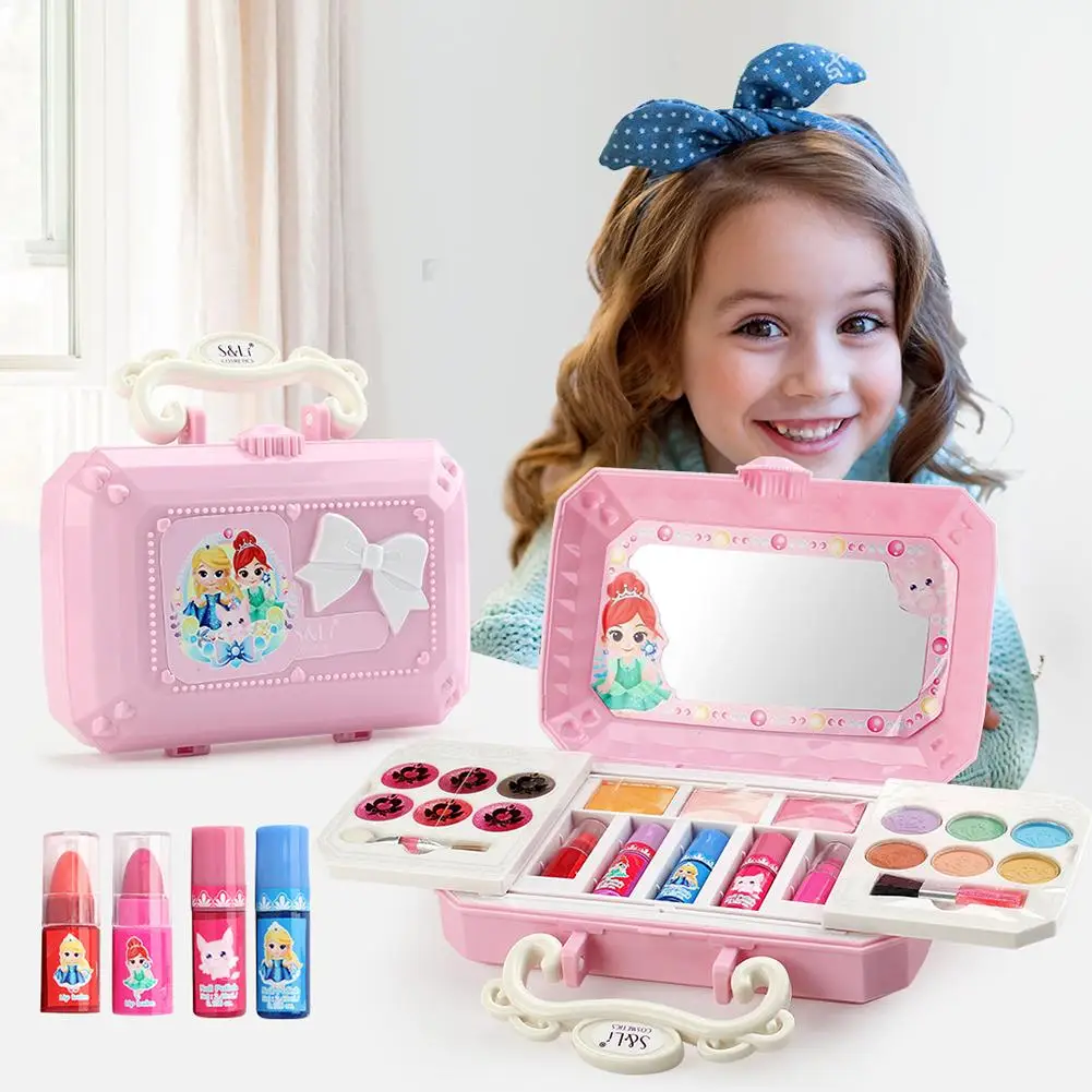 

23pcs Princess Cosmetic And Moveable Makeup Palett For Cosmetics Set Toy Girls Make Up Kits Cute Play House Children Gift