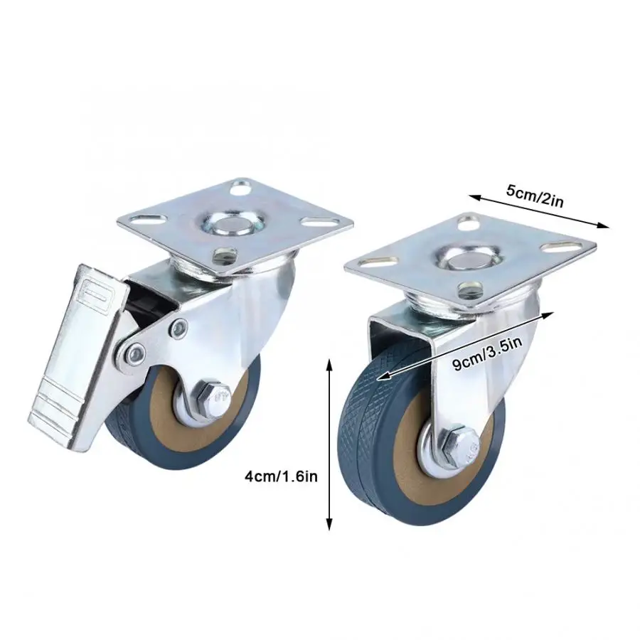 4 шт. " роликовые полиуретановые колеса поворотная пластина комбо(2 Тормозные колеса и 2 универсальные колеса