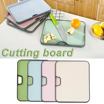 

Wheat Straw+PP Chopping Board Non-slip Cutting Board Anti Bacterium Hang Hole Food Slice Cut Chopping Kitchen Tools 4 Colors