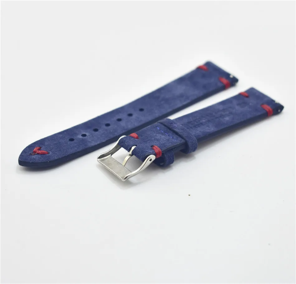 Высококачественный замшевый кожаный ремешок для часов быстросъемный ремешок для часов Wist Браслет 18 мм 20 мм 22 мм 24 мм для мужчин ремешок для часов - Цвет ремешка: Blue-Red Line