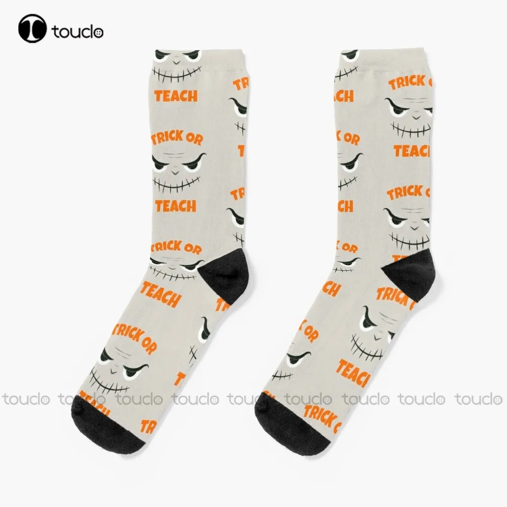 

Trick Or Teach Cute Halloween Teacher Socks Novelty Socks Personalized Custom Unisex Adult Teen Youth Socks 360° Digital Print