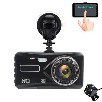 

4inch Parking Monitor Dash Cam DVR High Definition Driving Car Zinc Alloy Easy Install Touch Screen Portable Dual Lens 1080P