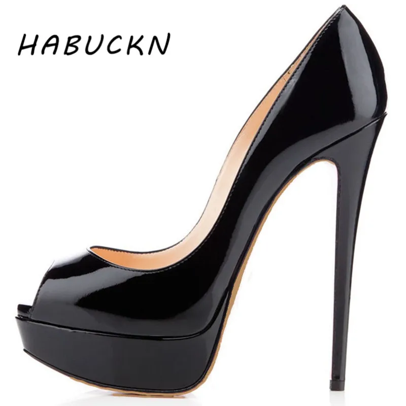 

HABUCKN 2020 new large size fish mouth high heels waterproof platform CDTS anti-string fashion model