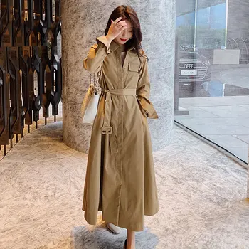 

2020 autumn Korean Women trench coat Fashion British style over-the-knee coat trench for womens jacket winter Female Dropship