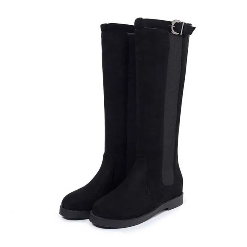 Taoffen Women Retro Knee High Boots Winter Fur Keep Warm Motorcycle Boots Punk Sexy Brand Shoes Women Footwear Size 32-43