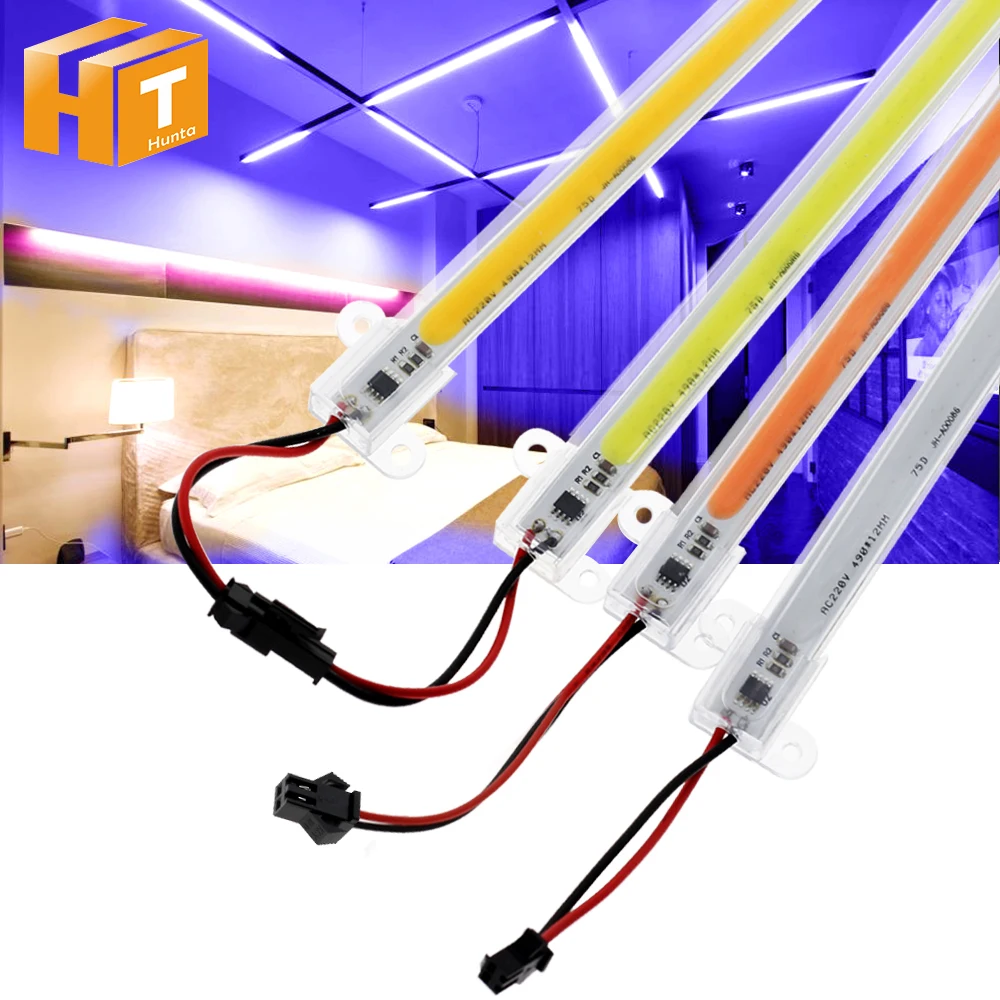 

220V 5PCS LED Cabinet Bar Light COB Hard Strip Energy-saving Night Wardrobe Closet Light 50CM High Brighetness with Clear Shell