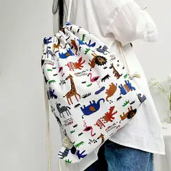 Женская милая походная сумка на шнурке с рисунком животных