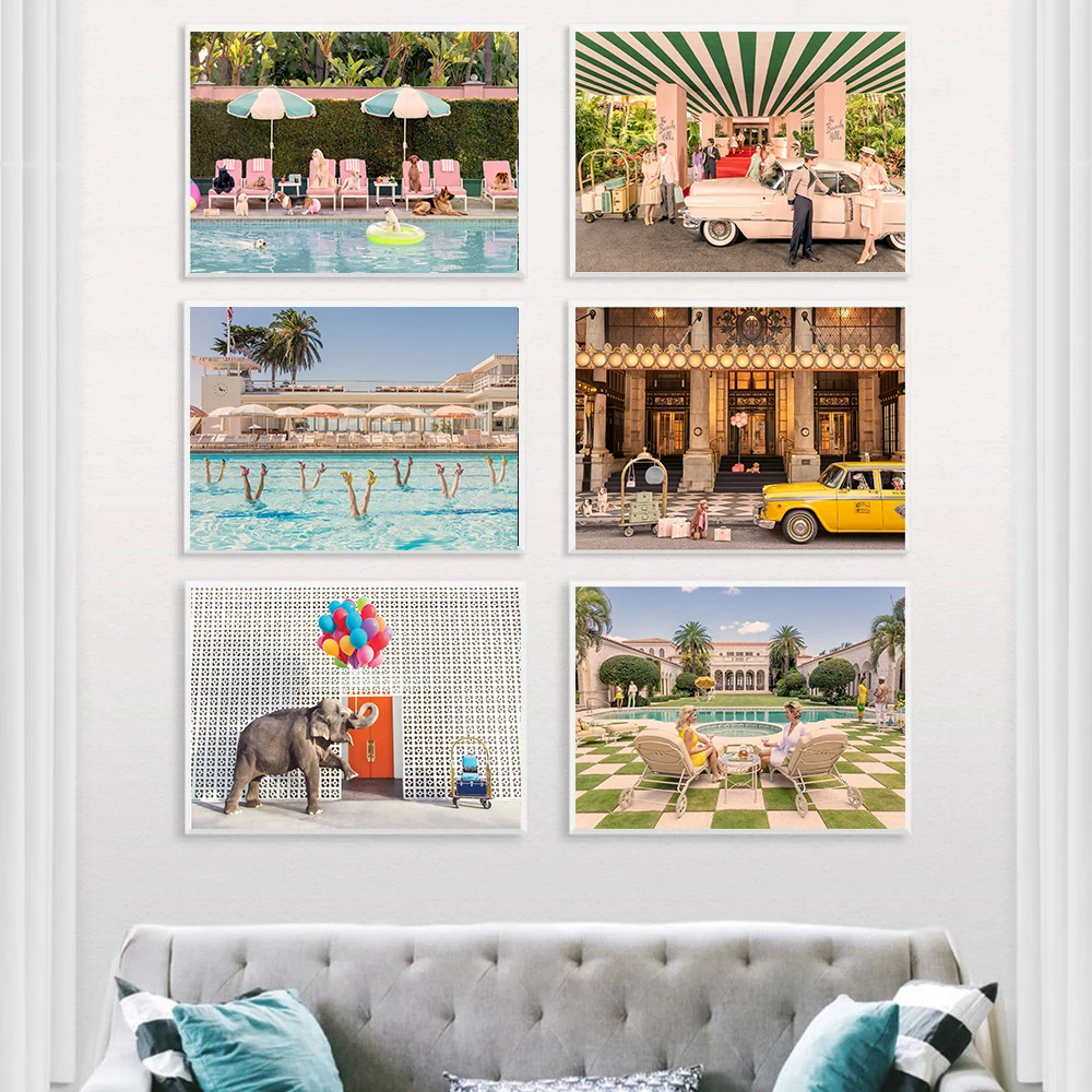 

Summer Swimming Party Wall Art Prints Socialites Poster Swimming Pool Photography Canvas Painting Picture Living Room Decoration