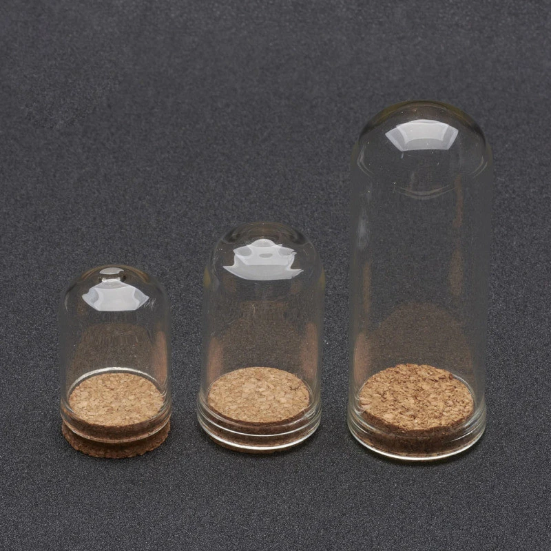 Garrafas de Vidro Claras da Forma da Coluna dos Pces com Tampões para a Caixa de Armazenamento do Grânulo da Jóia Frascos da Decoração por Atacado Armazenamento Grânulo da Jóia 36.5x22mm F60 100 de do 4 Display e embalagem p joias