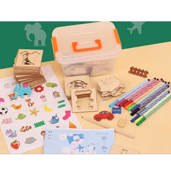 

Drawing Board Kit Kindergarten DIY Cartoon Toy Doodle Early Learning Eco Friendly Tools Home Coloring Children Wooden Education