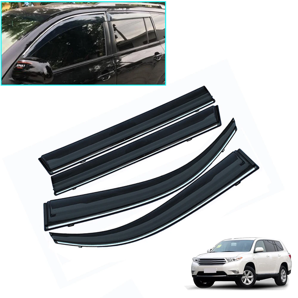 Для Toyota Highlander XU40 XU50 XU70 2007- защита от ветра дефлектор в канале оконная лента-на окно козырек дефлектор защита от дождя - Color: XU40 2007-2014