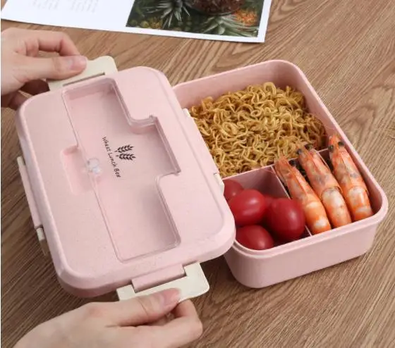 Модный из пшеничной соломы контейнер Bento для обеда микроволновая печь Bento Ланч-бокс контейнер для еды Ланч-бокс контейнер для хранения еды для студентов