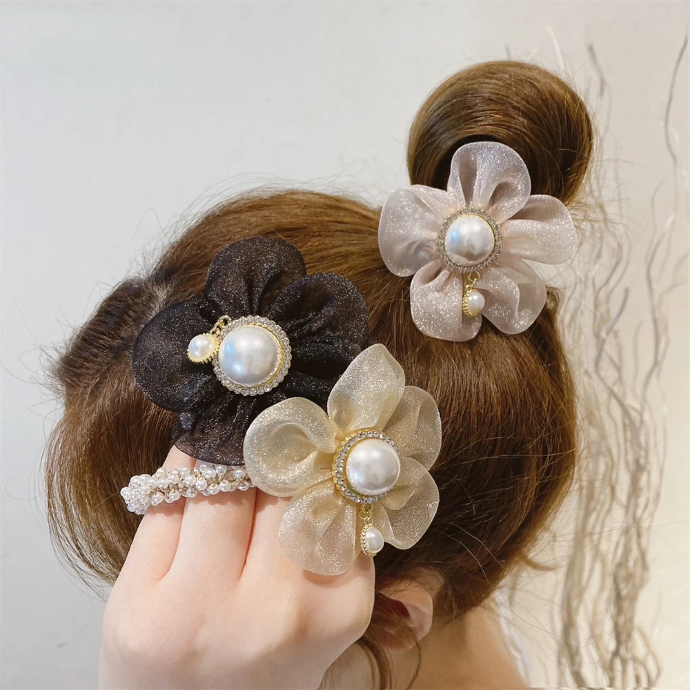 New Ladies Flower Pearl Hair Tie Fashion Elastic Hair Rope Ponytail Rubber  Band Maruko Hair Accessories - Hair Ties - AliExpress