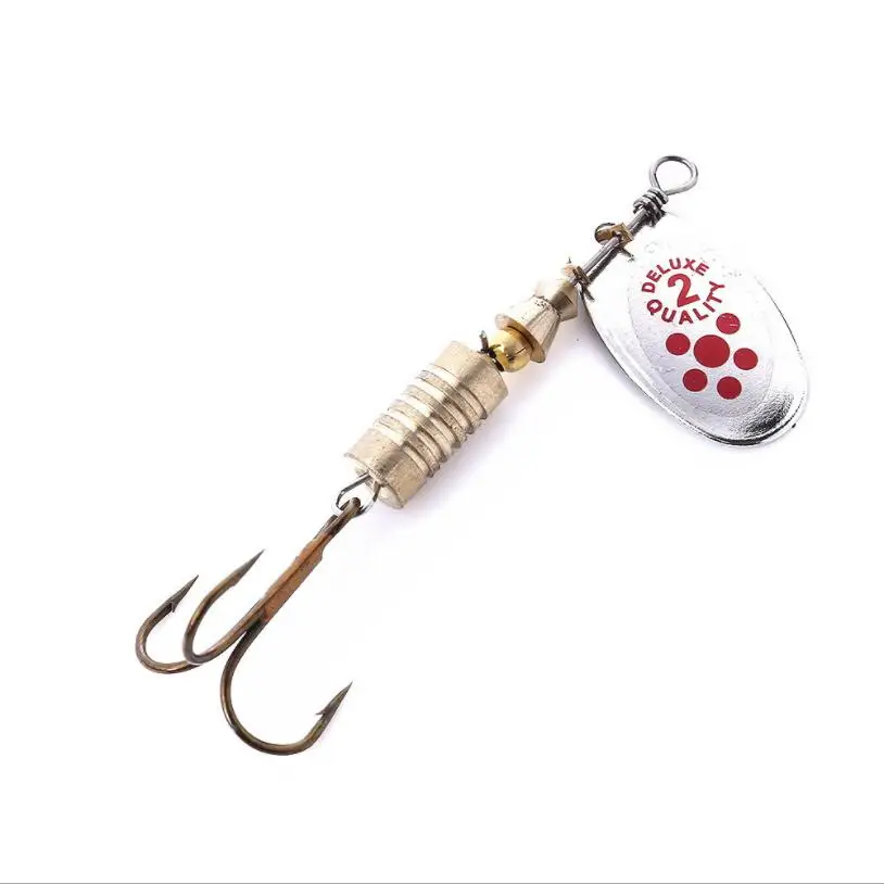 1PCS Metal Plating Spinner Bait 6.7cm/7g Hard Spoon Bass Lures Metal Fishing Lure With Feather Treble Hooks For Pike Fishing