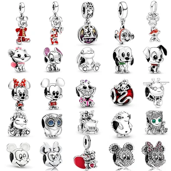 

2Pcs/lot Cartoon Mickey Minnie Beads Fits Fine Bracelet Necklace DIY Making Charms Bracelet For Women Jewelry Gifts