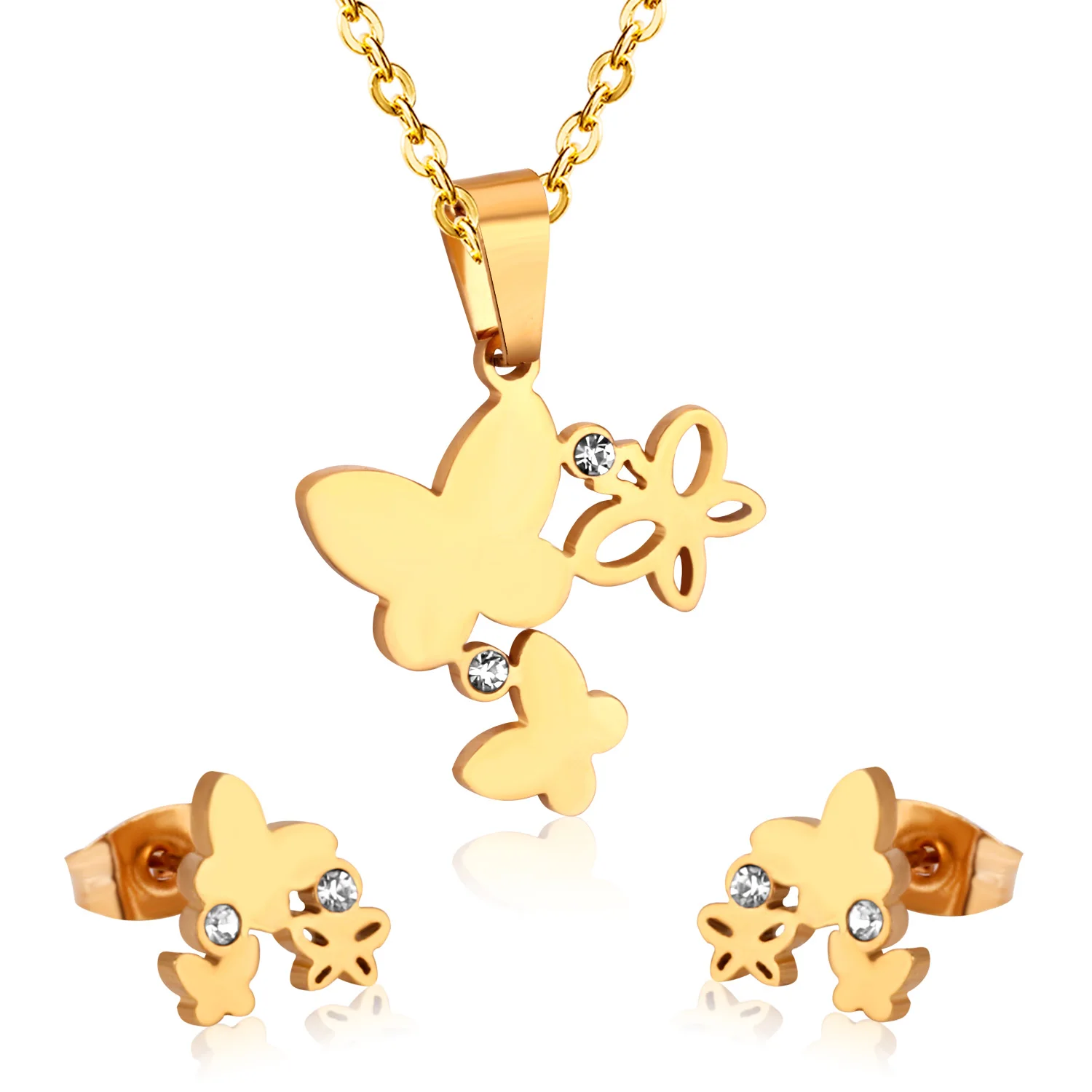 LUXUKISSKIDS Brand Design Ladies Exquisite Butterfly Necklace And Earrings Elegant Lady Jewelry Sets For Women Gifts For Girls 