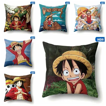 

45x45cm Anime One Piece Cartoon Luffy Double-sided Printing Pillow Case Sofa Car Decorative Cushion Covers Pillow Cover