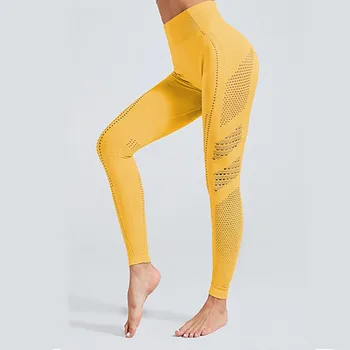 NORMOV Seamless Women Leggings Fitness High Waist Elastic Push Up Hollow Out Spandex Leggin Casual Solid Leggings 3