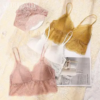 

French Style Bralette Set Lace Bra and Panty Set Triangle Cup Women's Lingerie 2020 Hot Women's Intimates Underwear & Sleepwears
