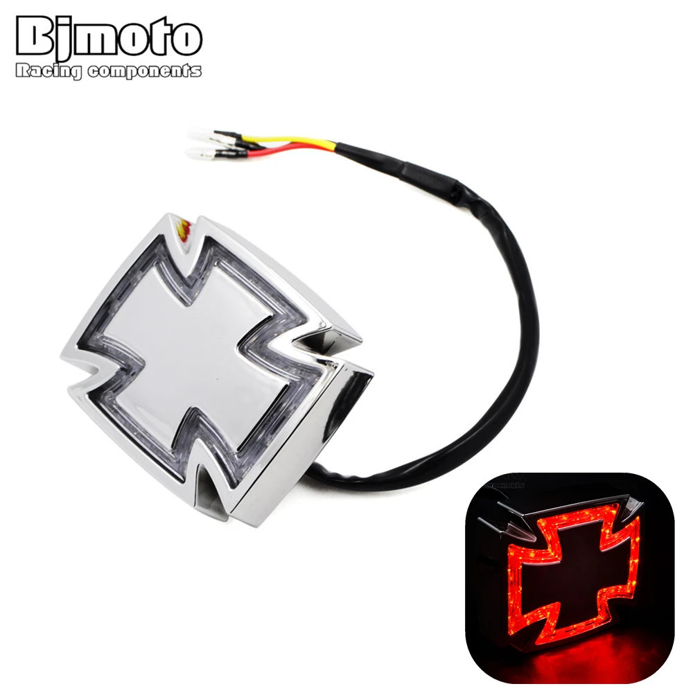 

New Motorcycle 12V Cross LED light Brake Stop Running Tail light High low lamp For Harley Davidson Chopper Bobber Moto Bike ATV