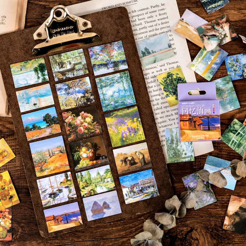 Pegatinas de pintura de Van Gogh para decoración de álbumes de recortes, 45 Uds.