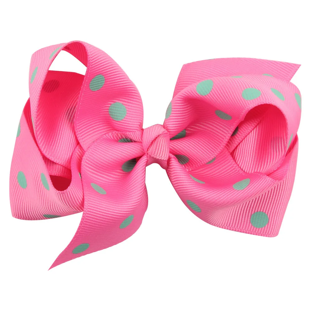 Fashion Big Ribbon Hair Bow Clip Handmade Colorful Dot Bowknot Hairpin Princess Boutique Barrette Headwear Accessory for Girls - Цвет: 01