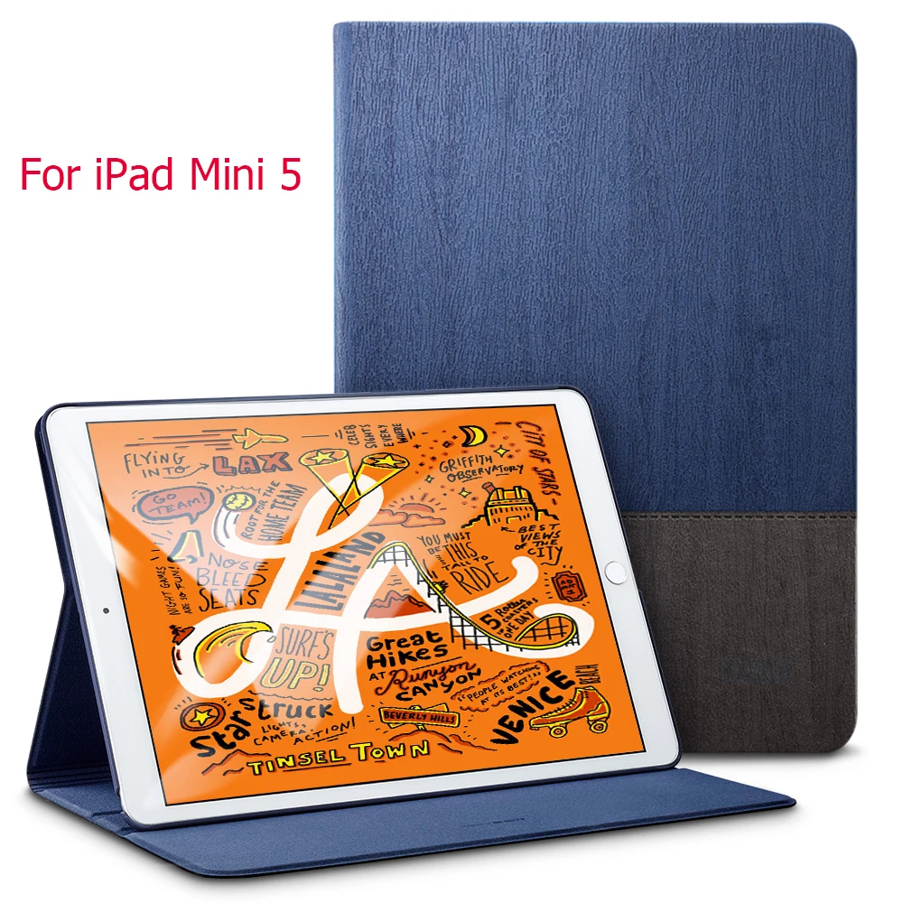 Blue and gray Чехол ESR для ipad mini 5 /ipad mini 4, оксфордская ткань из искусственной кожи, умный чехол-книжка с подставкой, повседневный Стильный чехол для ipad mini 5 - Цвет: Blue and gray