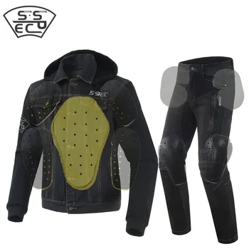 

SSPEC New Motorcycle Jacket Pants Sets Mens Motorcycle Riding Protective Suit Pants Jacket Full Set of anti-fall Protectors pads