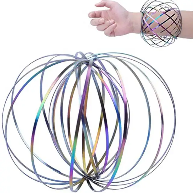 1Pc Kids Adults Decompression Fingertip Toy Magical Flow Ring 3D Spring Rings Interactive Kinetic Fingertip Anti-Stress Toy Gift 1