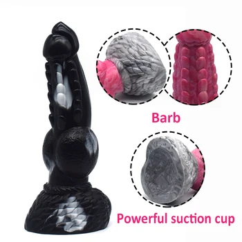 SHET Realistic Wolf Dildo Silicone Soft Barb to Stimulate Anus with 7 cm Knot Sucker Big Adult Orgasm G-spot Massage Toys 4