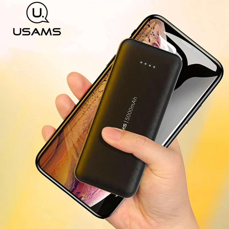 

USAMS Mini Power Bank 5000mAh Portable Charging PowerBank USB PoverBank External Battery Charger For iPhone HUAWEI Xiaomi Mi 9