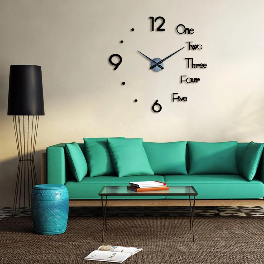 3D Frameless Wall Clock Stickers Modern Style Self-adhesive Mirror Surface Home Decor for Living Room Bedroom