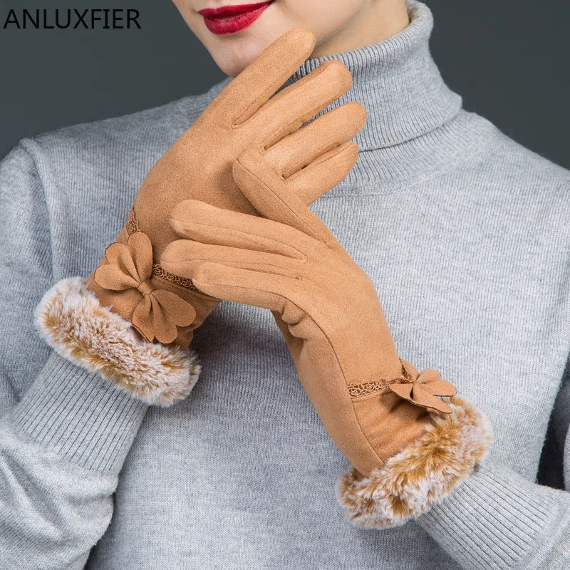 

Зимние женские перчатки H10077, утепленные перчатки, теплые, для улицы, для защиты от холода, для работы с сенсорным экраном, женские простые элегантные муфты для вождения и езды