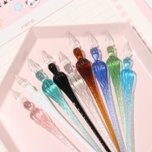 

1Pc Vintage Signature Dip Pen Glass Drip Fountain Pens Filling Ink Fountain Pen Painting Calligraphy Supplies Accessories