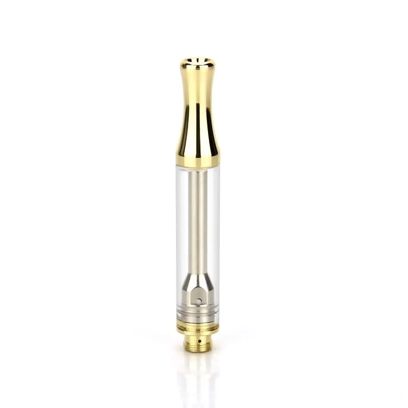 500pcs/Lot Golden Glass Cartridge With Retail Packaging 1.0ml Vaporizer Pen Cartridge with Ceramic Coil For Thick Oil