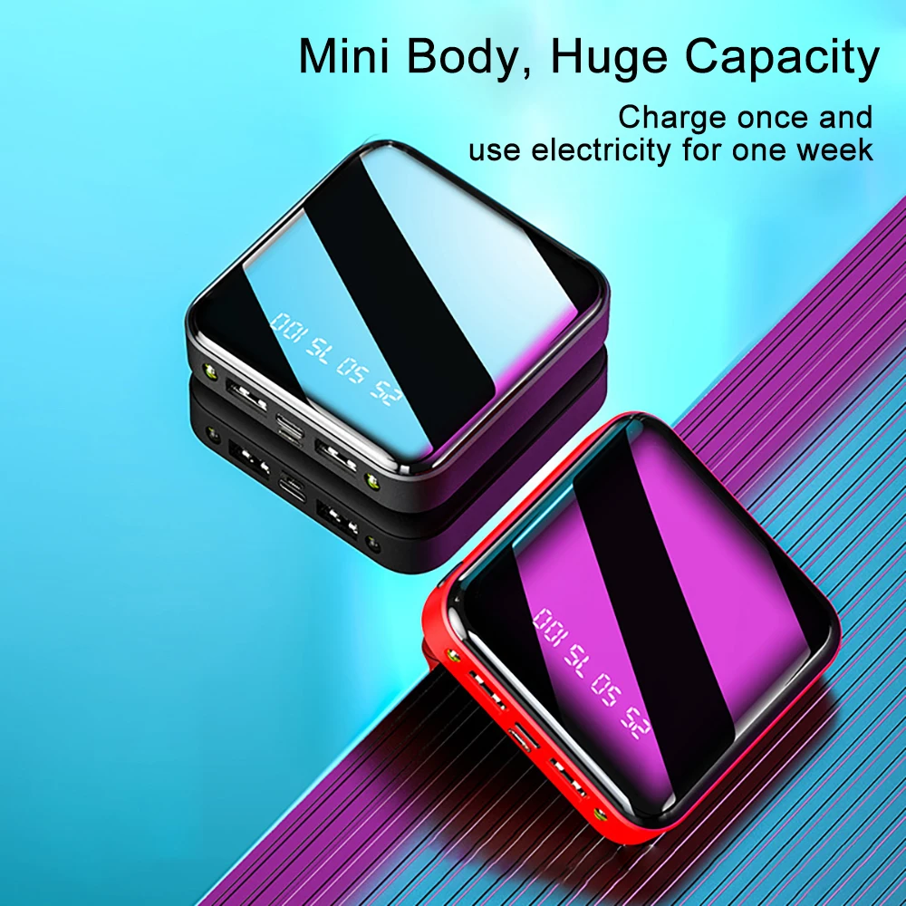 PINZHENG Mini 10000mAh Power Bank For Xiaomi Mi Power Bank Portable Charger External Battery LED Digital Display USB Powerbank