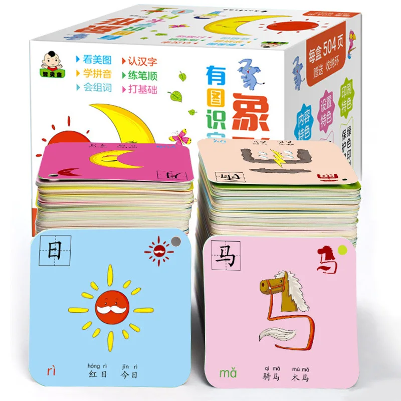 

Preschool Children Reading Card 0-3-6-Year-Old Kindergarten Pictographic Map Literacy Card 1 Tear Rotten Page Turning BoY