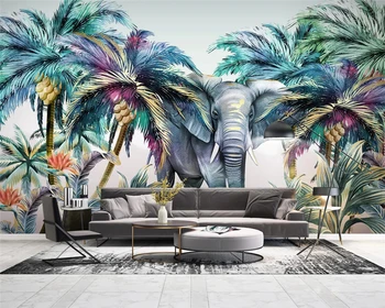 

beibehang Custom wall papers home decor 3d wallpaper hand drawn nordic tropical plants coco forest landscape tv background