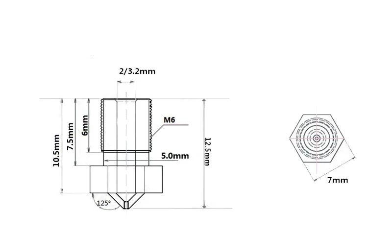 3D-принтеры MK8 V5 V6 нержавеющая сталь M6 сопла 0,2/0,3/0,4/0,5/0,6/0,8 мм Экструдер сопла печатающей головки для 1,75 мм или 3,0 мм Fliament