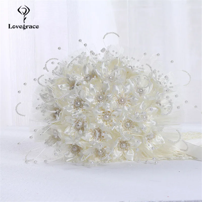 Lovegrace Свадебный букет невесты Роза для подружки невесты цветок жесткий Riband Акриловые стразы букеты Домашняя вечеринка Выпускной свадебный Декор