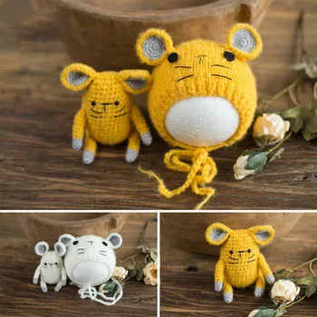 

new baby hat newborn newborn photography props mouse doll hat photo studio photo prop baby photo knitted clothes