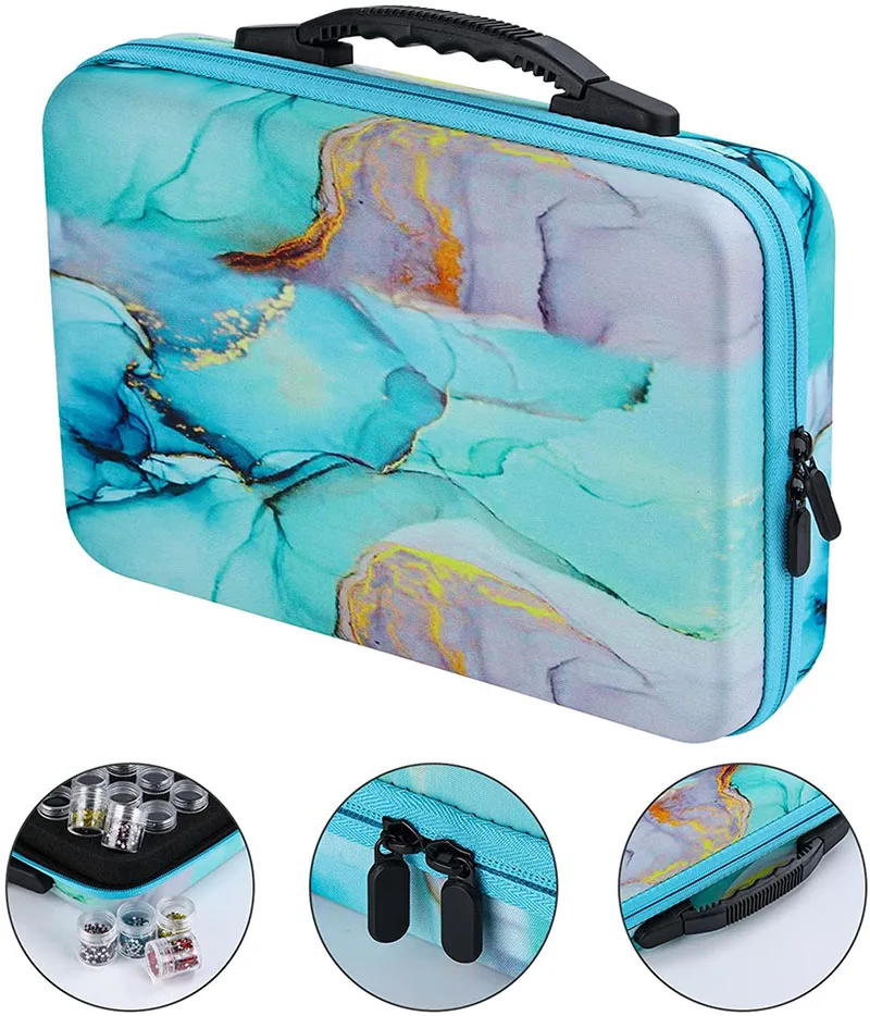 5D Diamond Painting Accessories Storage Box 15/30/60 Slot DIY Diamond Embroidery Tools Beads Storage Container Jar Zippered Case