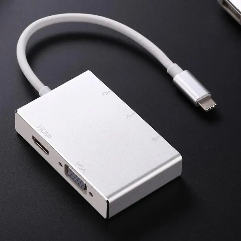 USB C к HDMI VGA 3 USB3.0 конвертер портативный 5 в 1 концентратор переходник разветвитель Совместимость с оборудованием высокой четкости
