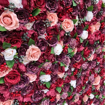 

3D Artificial Flowers Wall Panel Wedding backdrop Fake Flower Rose and peony Home Decor GY735