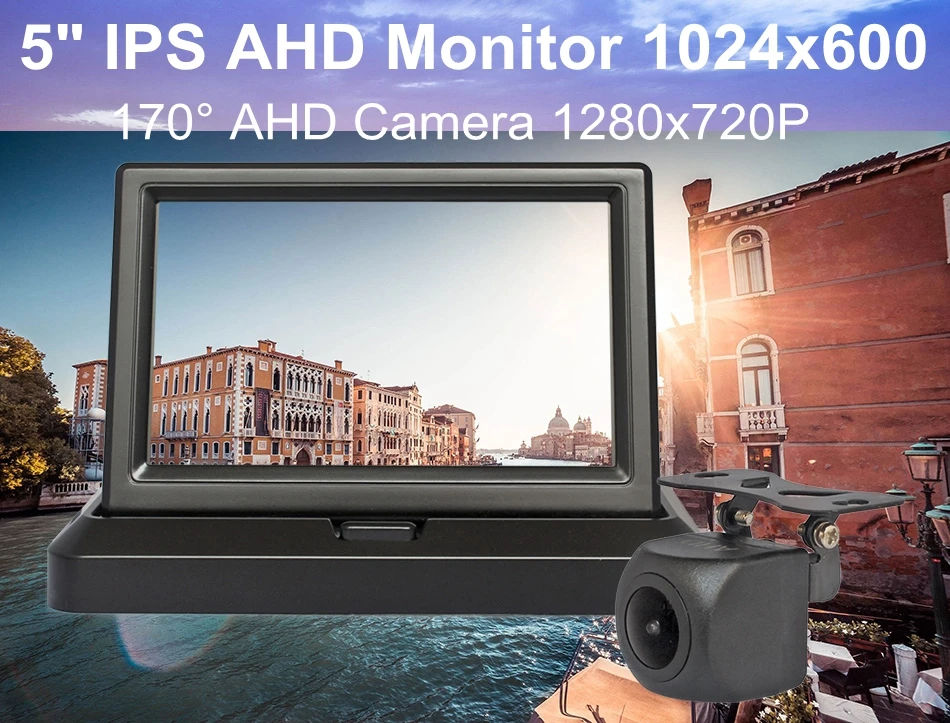 DIYKIT 5 1024x600 Foldabel IPS AHD Car Monitor 1280x720P HD 170 Degree Starlight Night Vision Backup Camera Vehicle Reverse