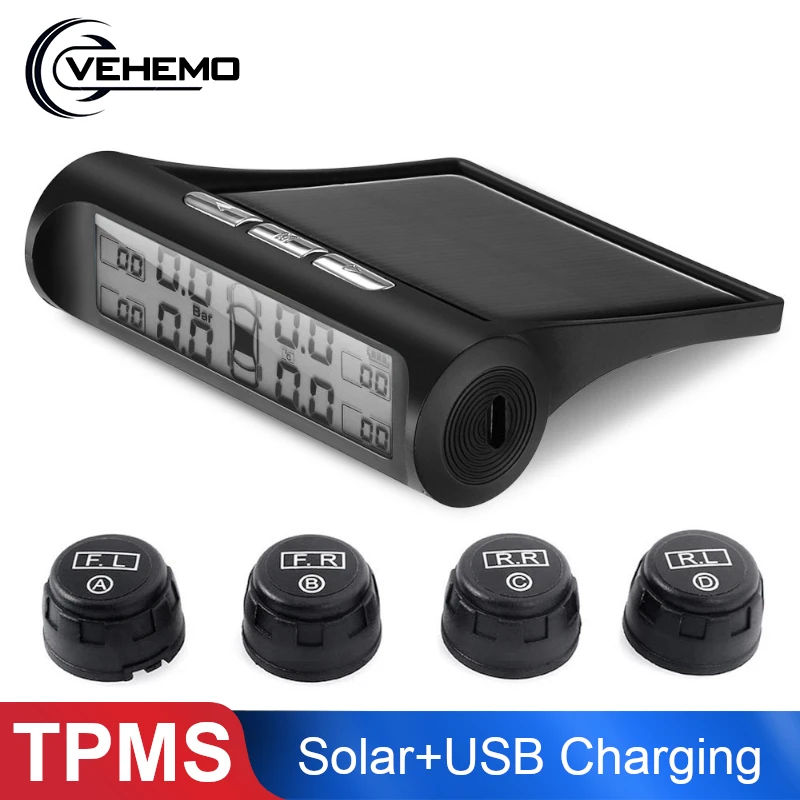 Универсальный автомобильный TPMS система контроля давления в шинах солнечной энергии зарядки цифровой дисплей автомобиля сигнализация датчик давления для шин системы
