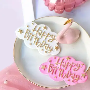 

Cloud Shape Silicone Cake Mold DIY Happy Birthday Letters Fondant Decorators Cake Tools Cake Molds Baking Dessert W7Q4