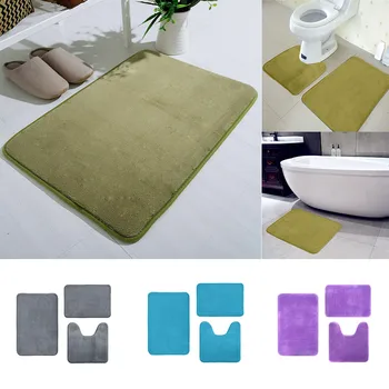 

3 pcs/set Coral Velvet Memory Foam Bath Mat Non-Slip Bathroom Mat Carpet Vertical Toilet Mat Absorbent Bathroom Accessories#G7