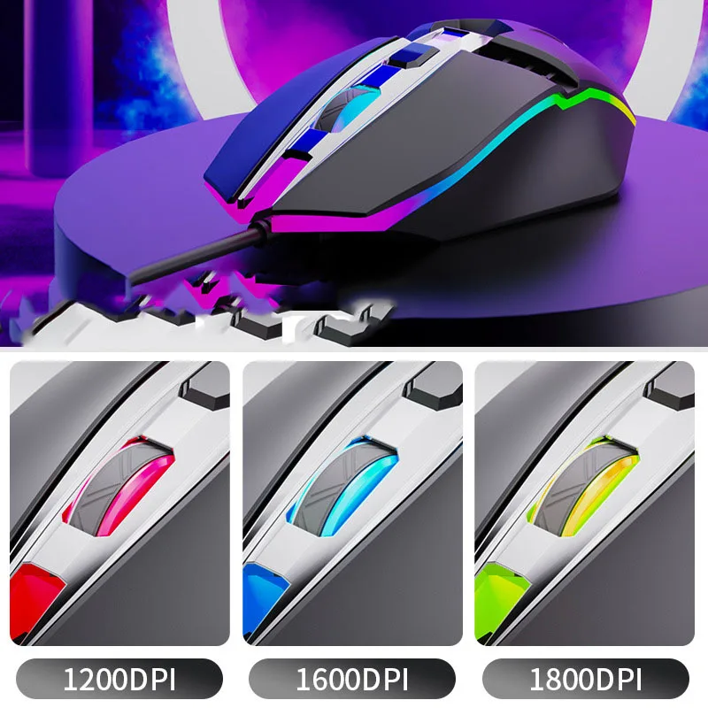 Профессиональная игровая мышь Free Wolf V2RGB эргономичная Механическая проводная 1800DPI